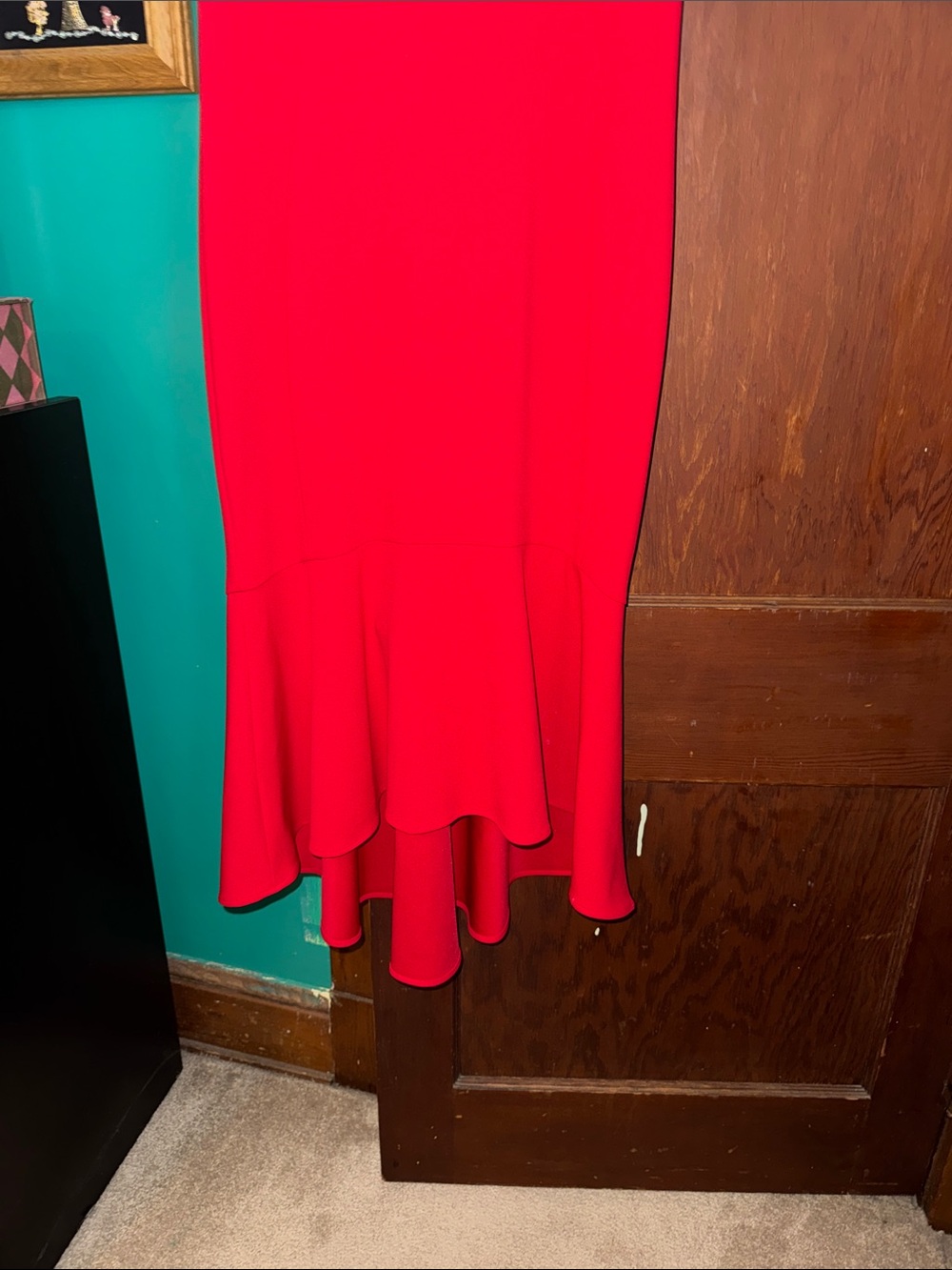 💋❤️💃🏻Calvin Klein Vibrant Red High-Low Sheath Dress - Picture 7 of 8